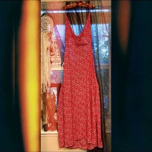 Ditsy Floral Plus Size Red and white maxi dress